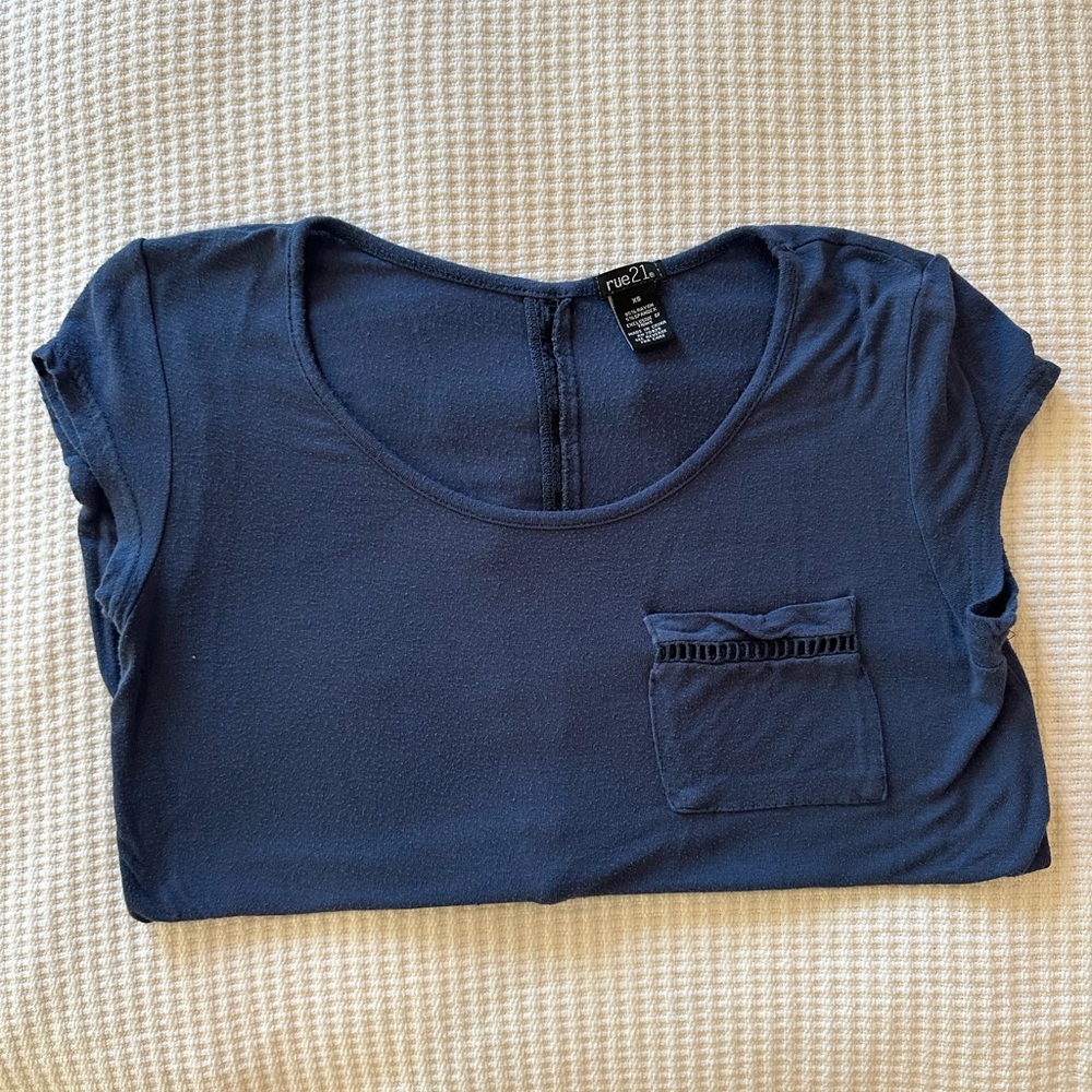 Super Soft Blue Rue21 T-Shirt (XS)